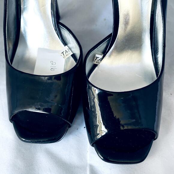 Mossimo Size 8.5 Black open toe 4.5" high heel - Picture 3 of 10